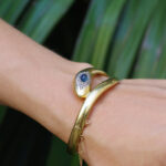 art deco snake bracelet set with sapphire