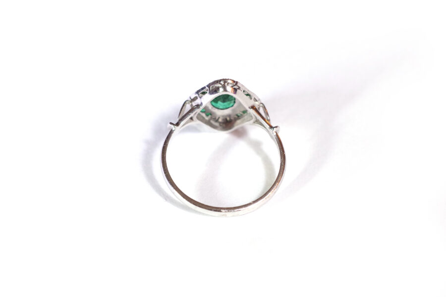 emerald diamond art deco style ring
