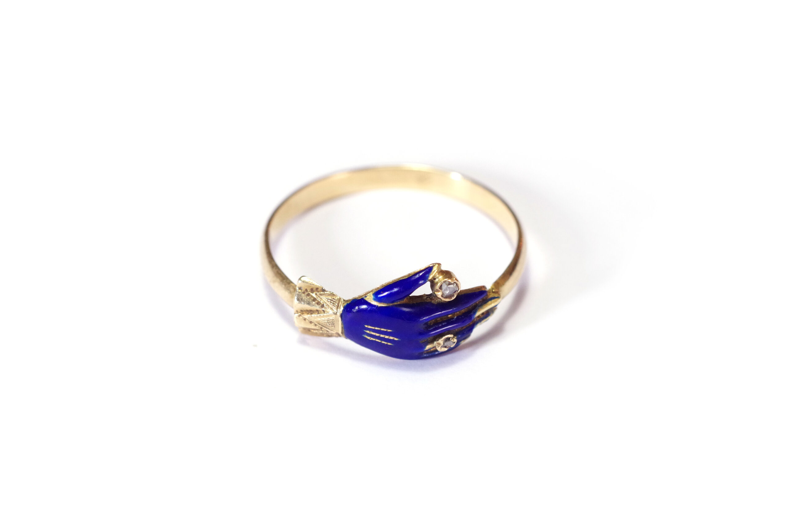 fede diamond blue enamel ring in gold
