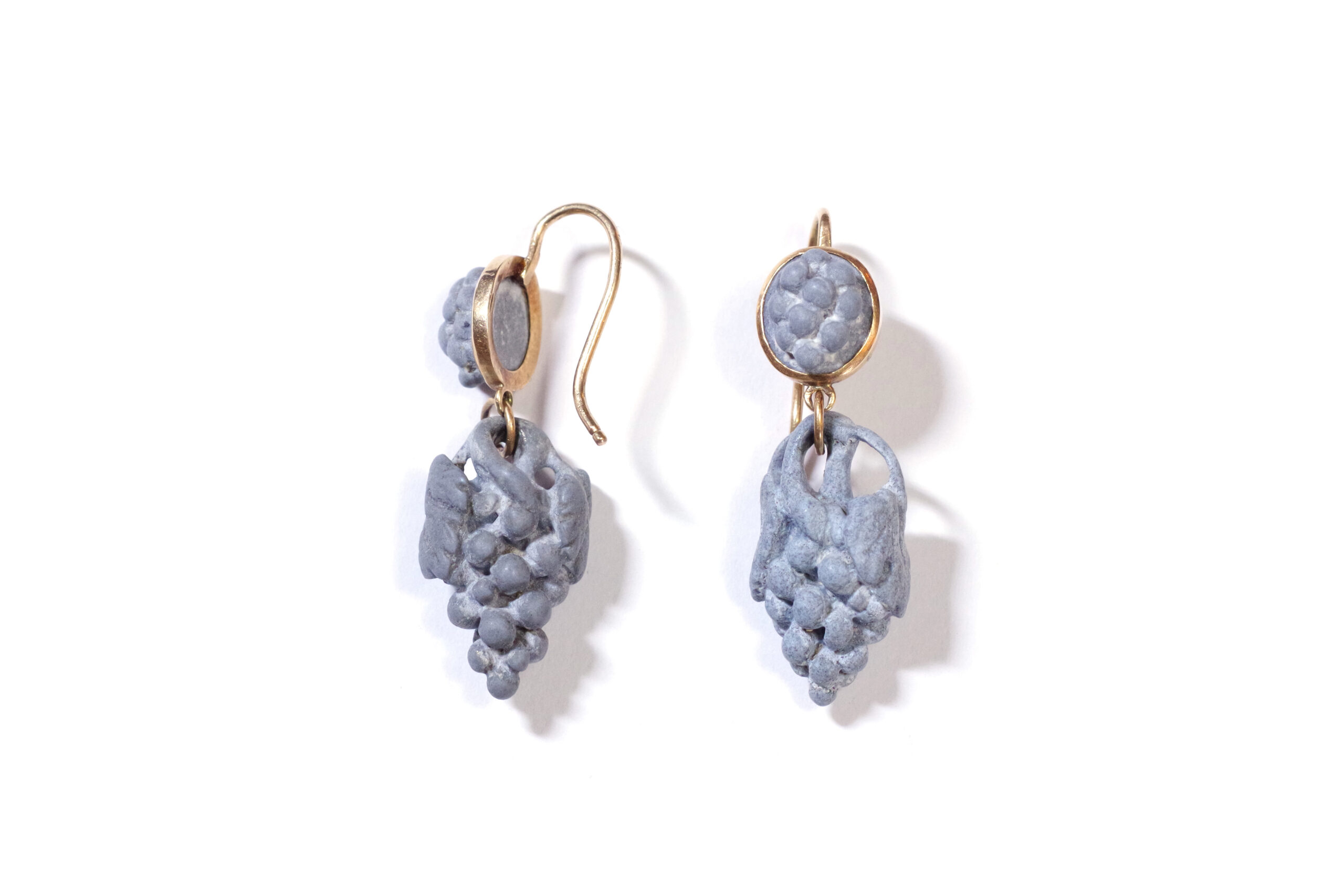 antique lava stone earrings bunch grapes