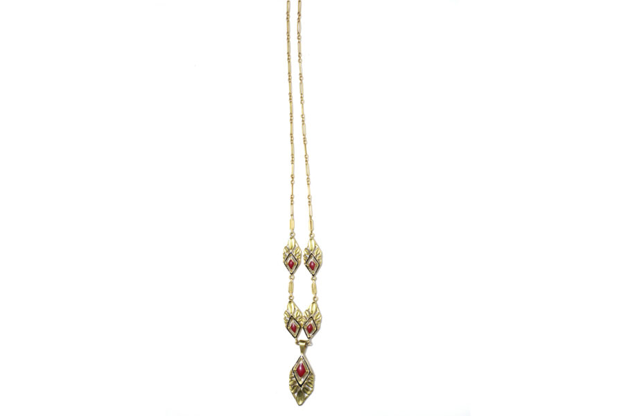 art deco enamelled necklace in gold