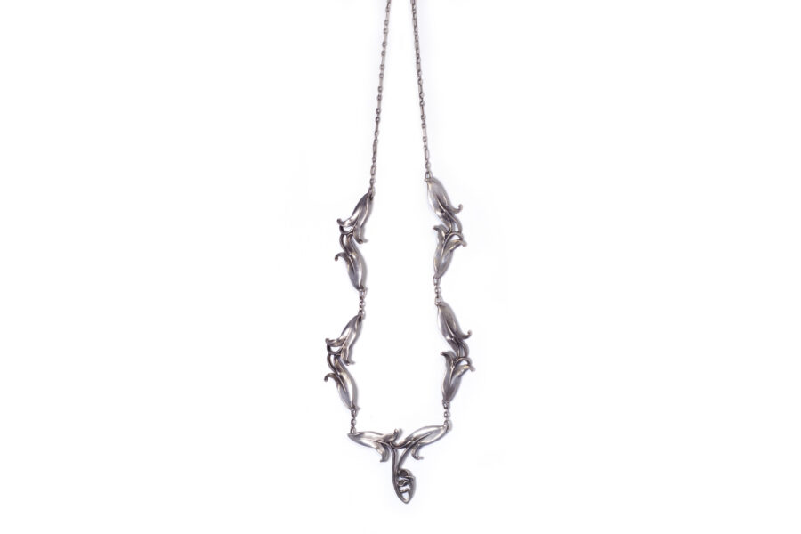 silver leaves necklace art nouveau jewel