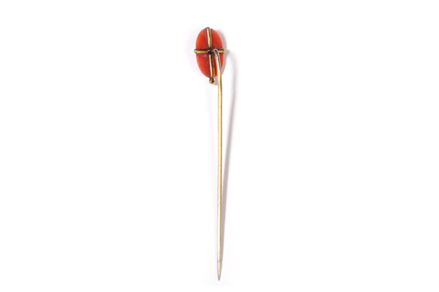 antique coral stick pin