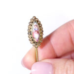Limoges porcelain Victorian pin in gold