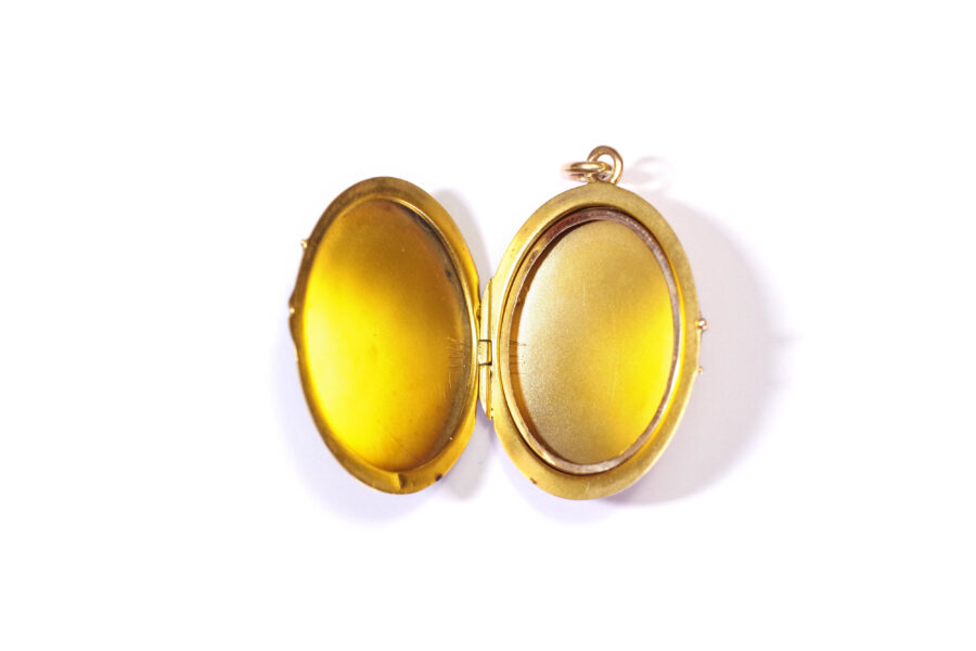 Antique enamel gold locket pendant