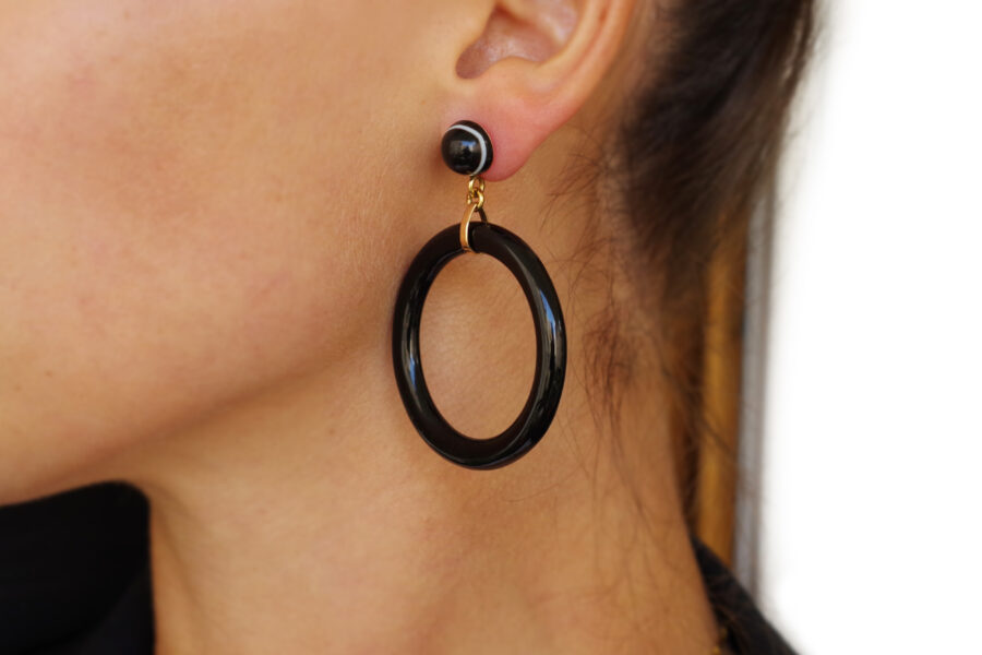 mourning earrings in onyx and gold