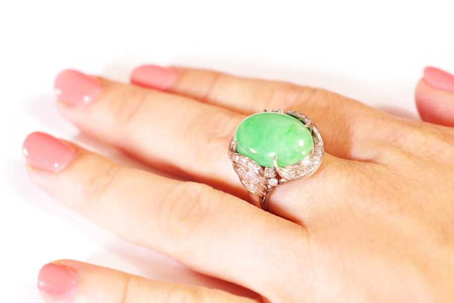 art deco jade diamond ring