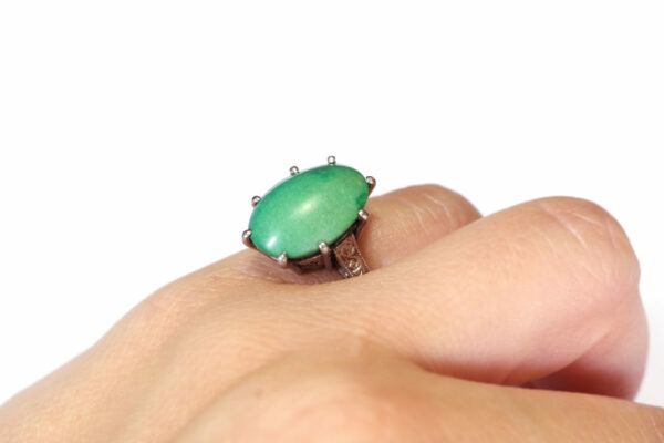 bague art deco turquoise platine