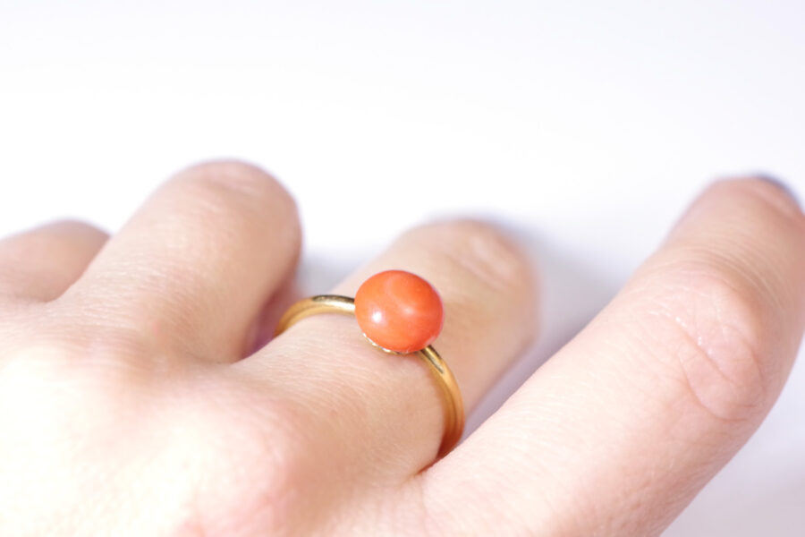 antique coral ring in gold