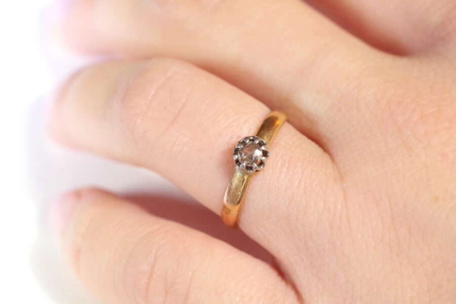 bague solitaire or rose 18k