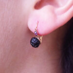 victorian mourning jet earrings with garnets