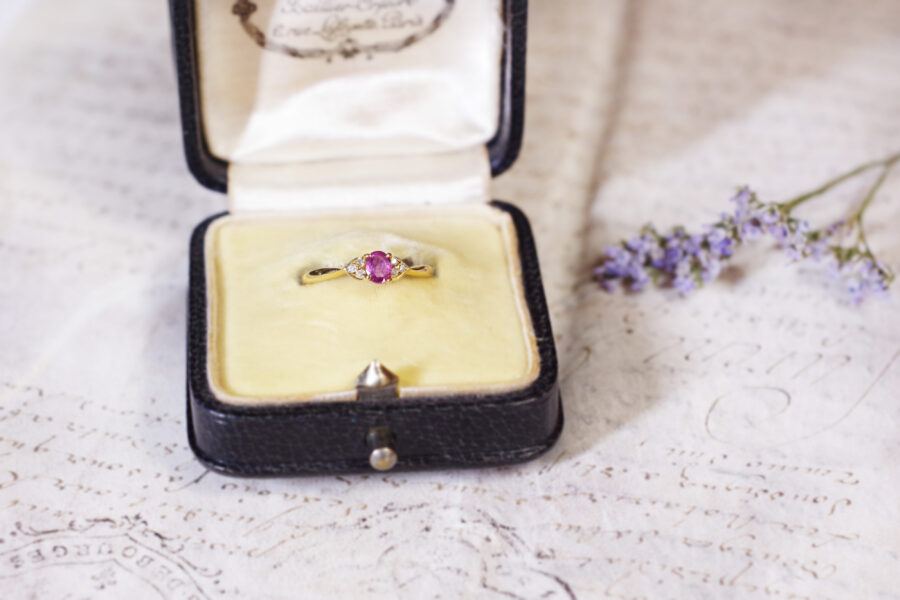 pink sapphire diamond ring in gold