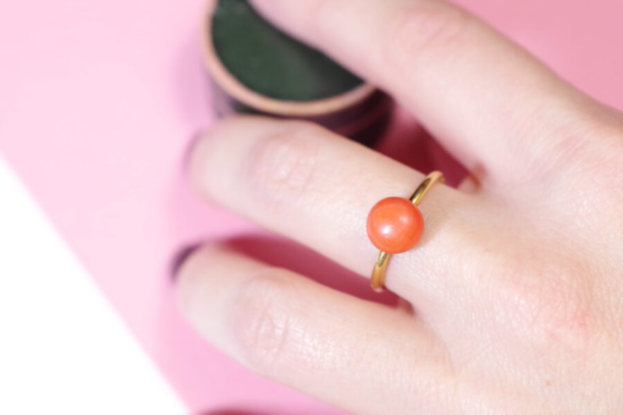 coral gold ring