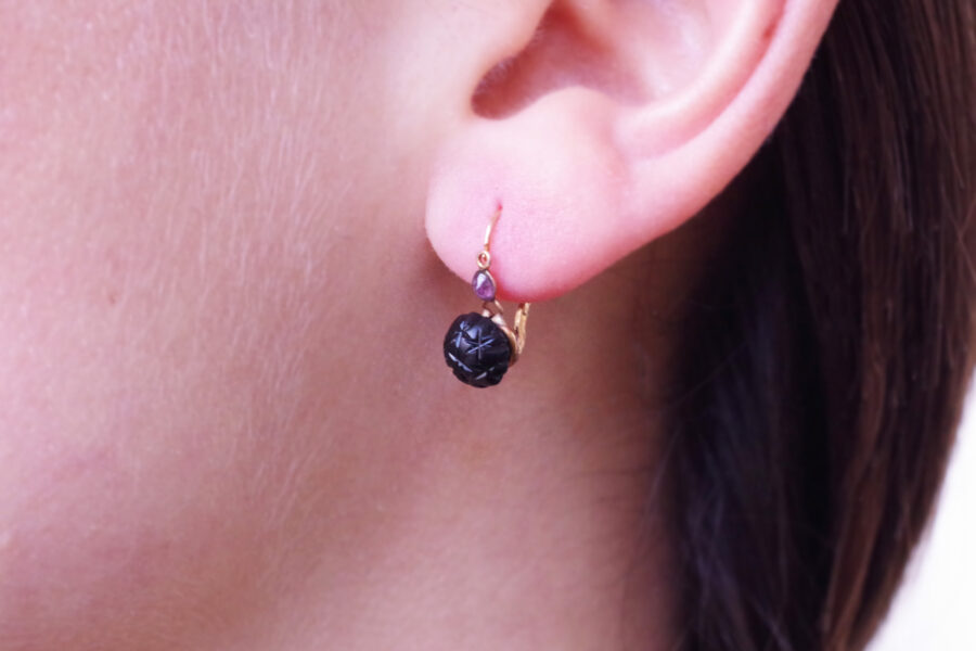 jet and garnet earrings from the victorian period
