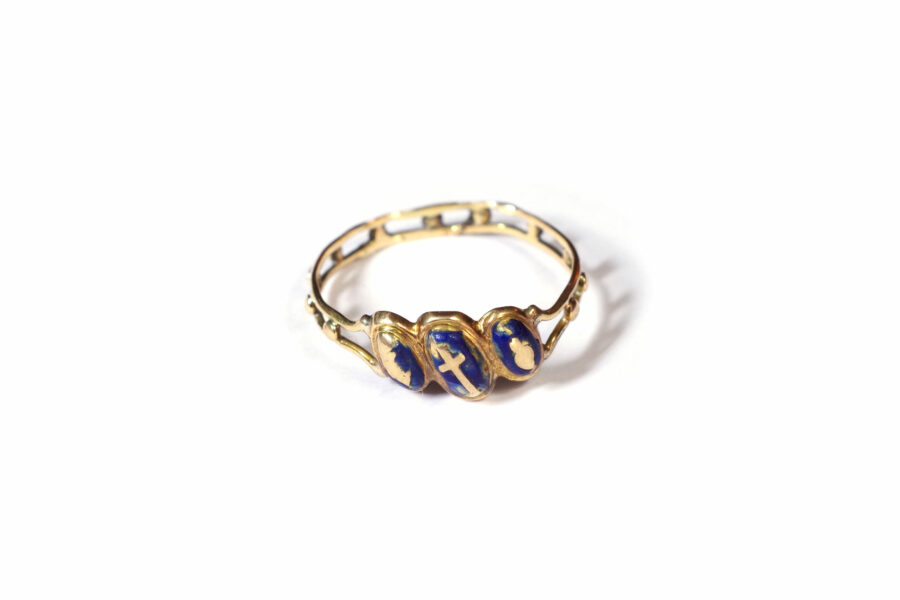 antique enamel religious ring