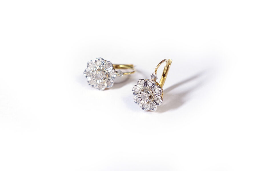 antique diamond platinum earrings