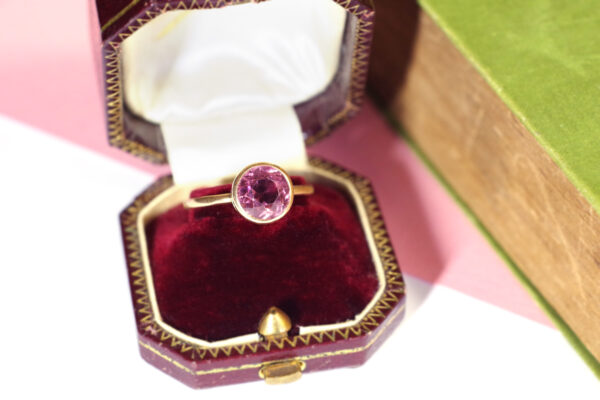 pink rubellite ring in gold