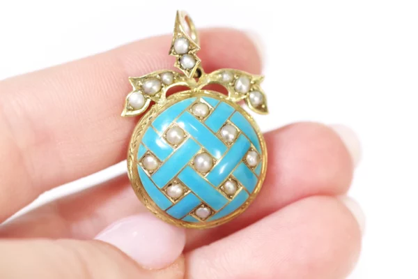 antique gold enamel pendant