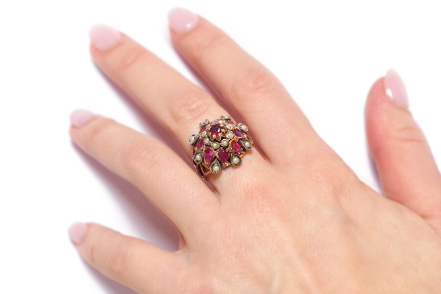 ruby pearl cocktail ring