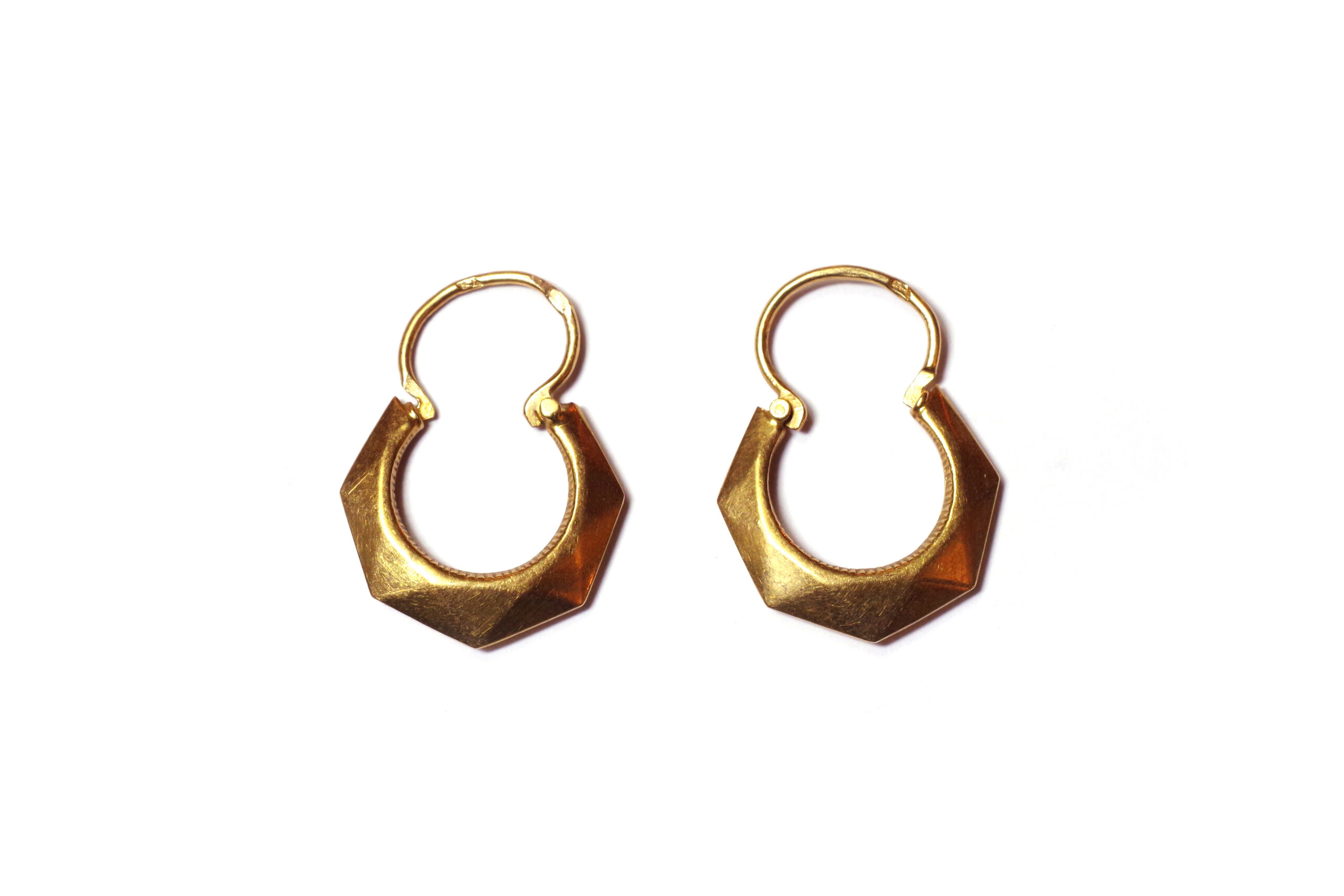 Antique 18K Gold Victorian Creole Hoop Earrings