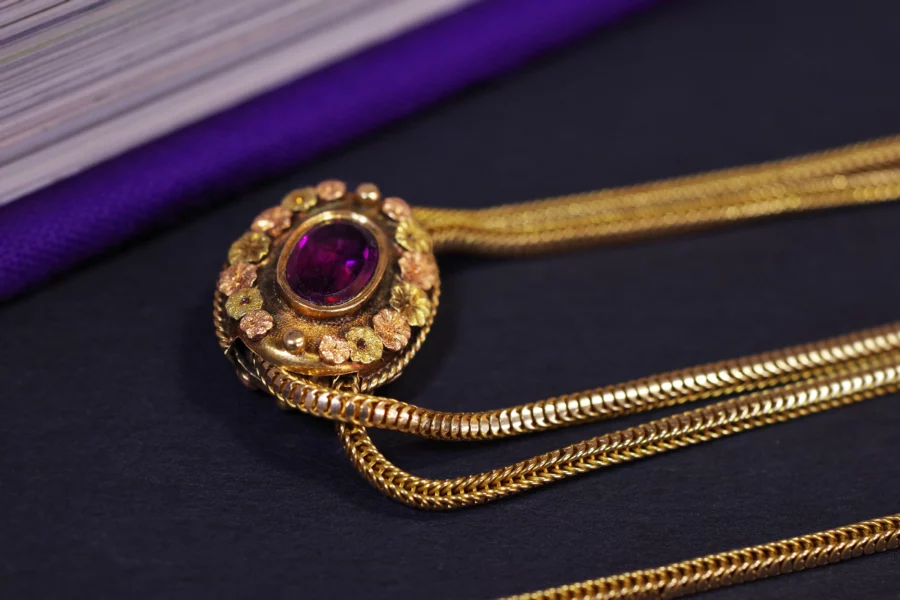 antique garnet gold necklace