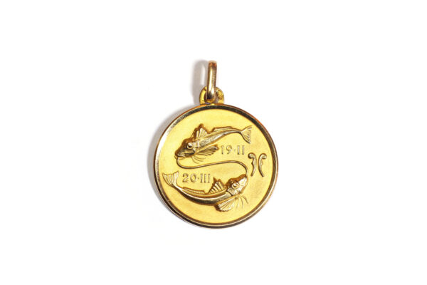 medaille signe du zodiaque poisson en or