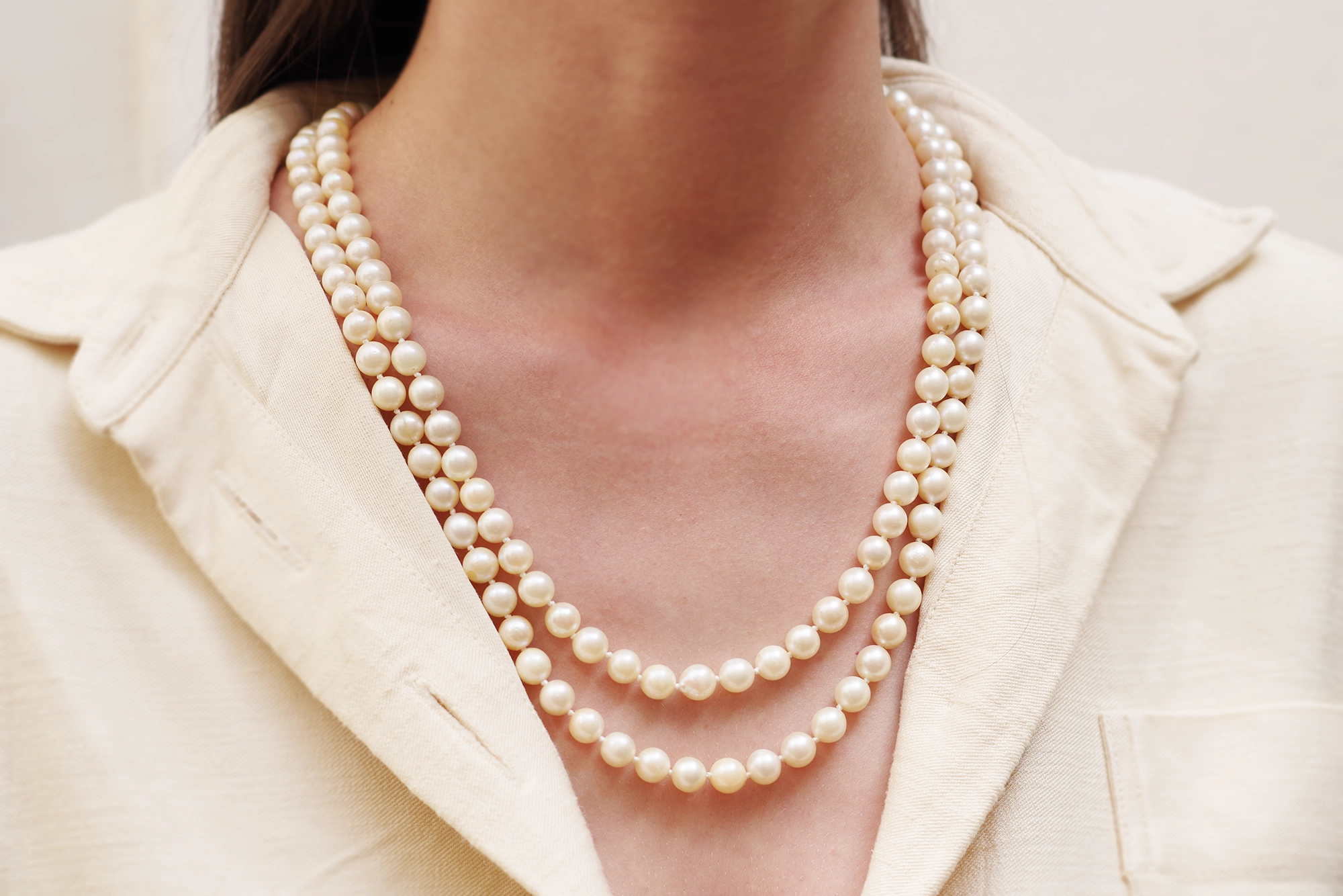 A B Davis Cultured Pearl 18ct Gold Clasp Necklace, White at John Lewis &  Partners