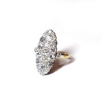 antique navette diamond ring in platinum