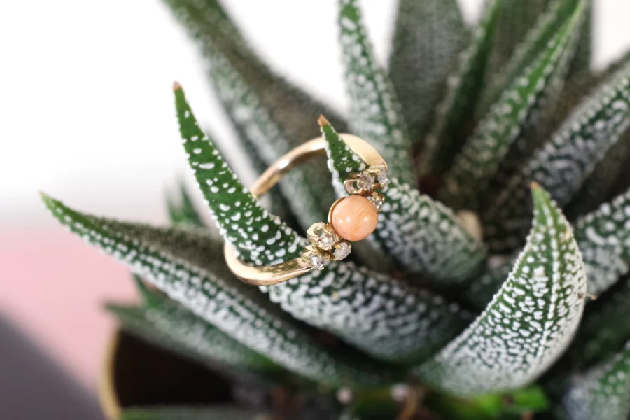 14k gold coral ring
