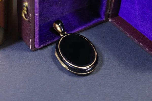 black mourning locket pendant