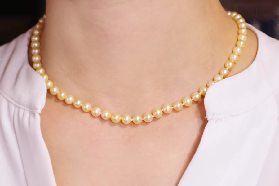 cultured golden pearl choker necklace