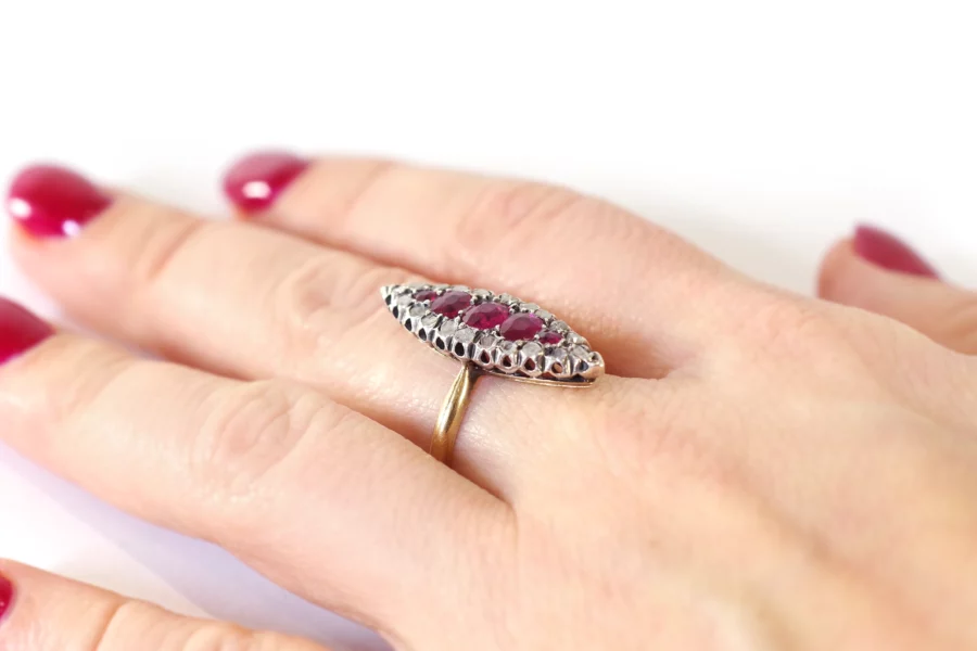 gold and silver ruby diamond ring