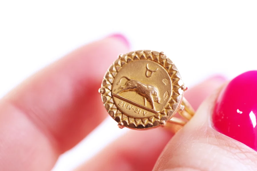 taurus astrologic ring in gold
