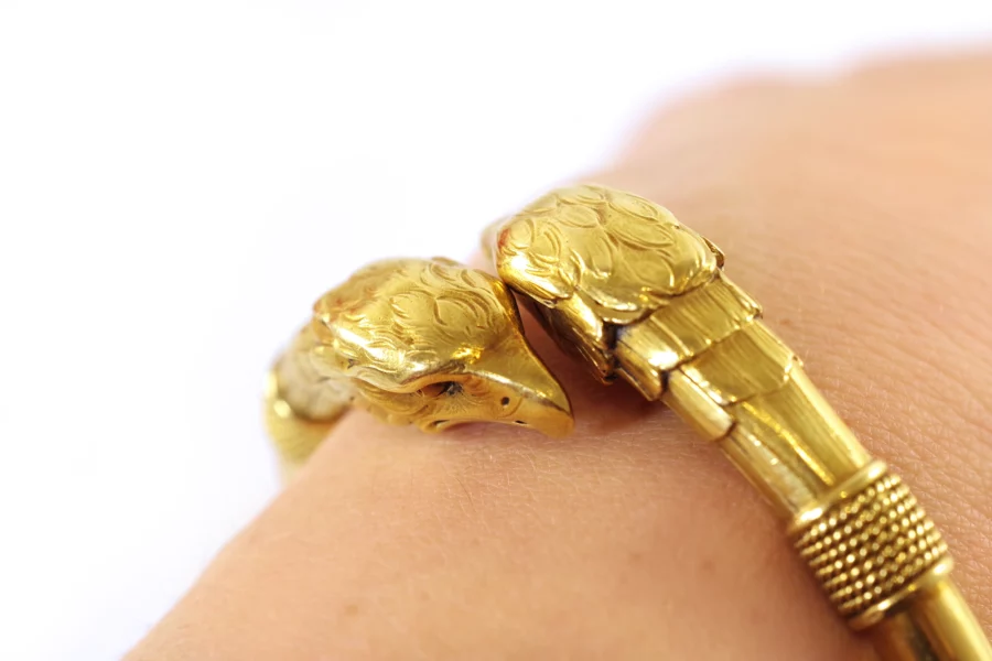 18k gold head eagle bangle bracelet
