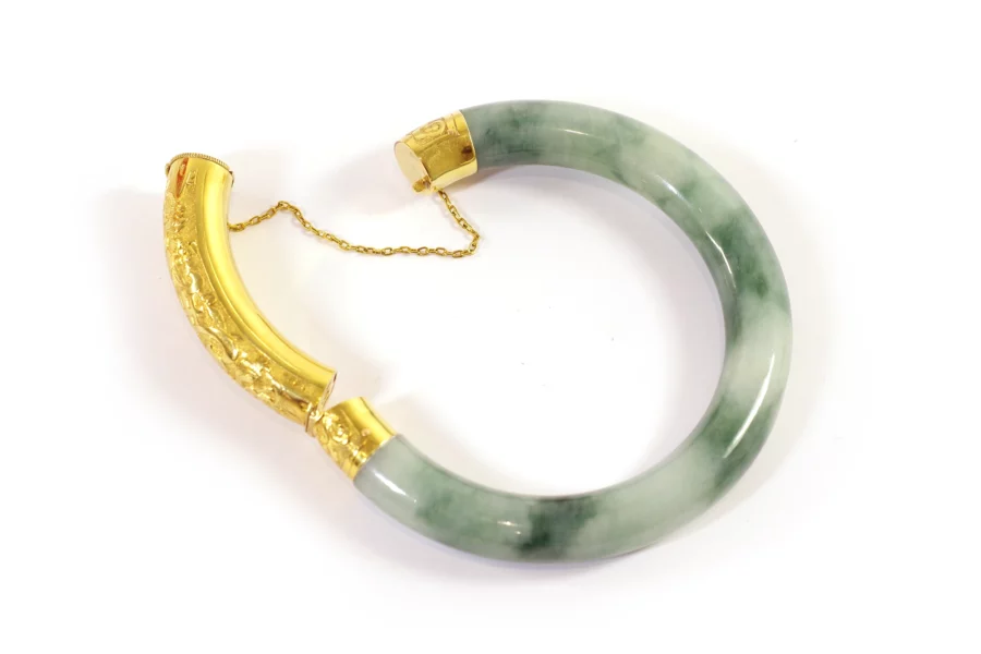 Type A jade bangle bracelet in gold