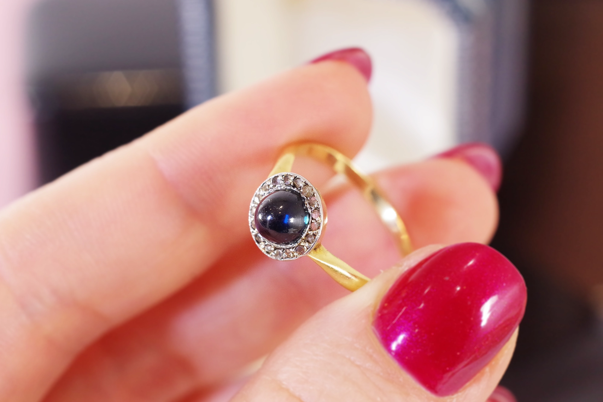 cluster sapphire diamond ring