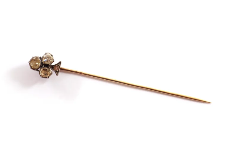 antique clover pin in gold