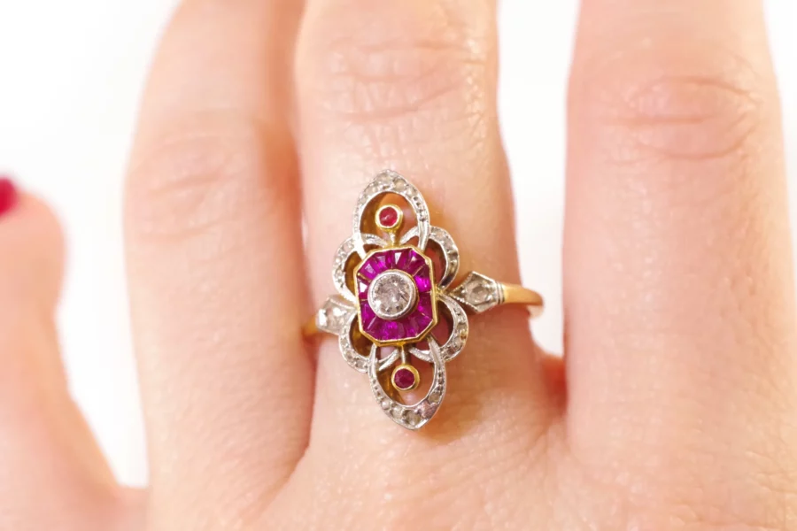 ruby diamond marquise ring