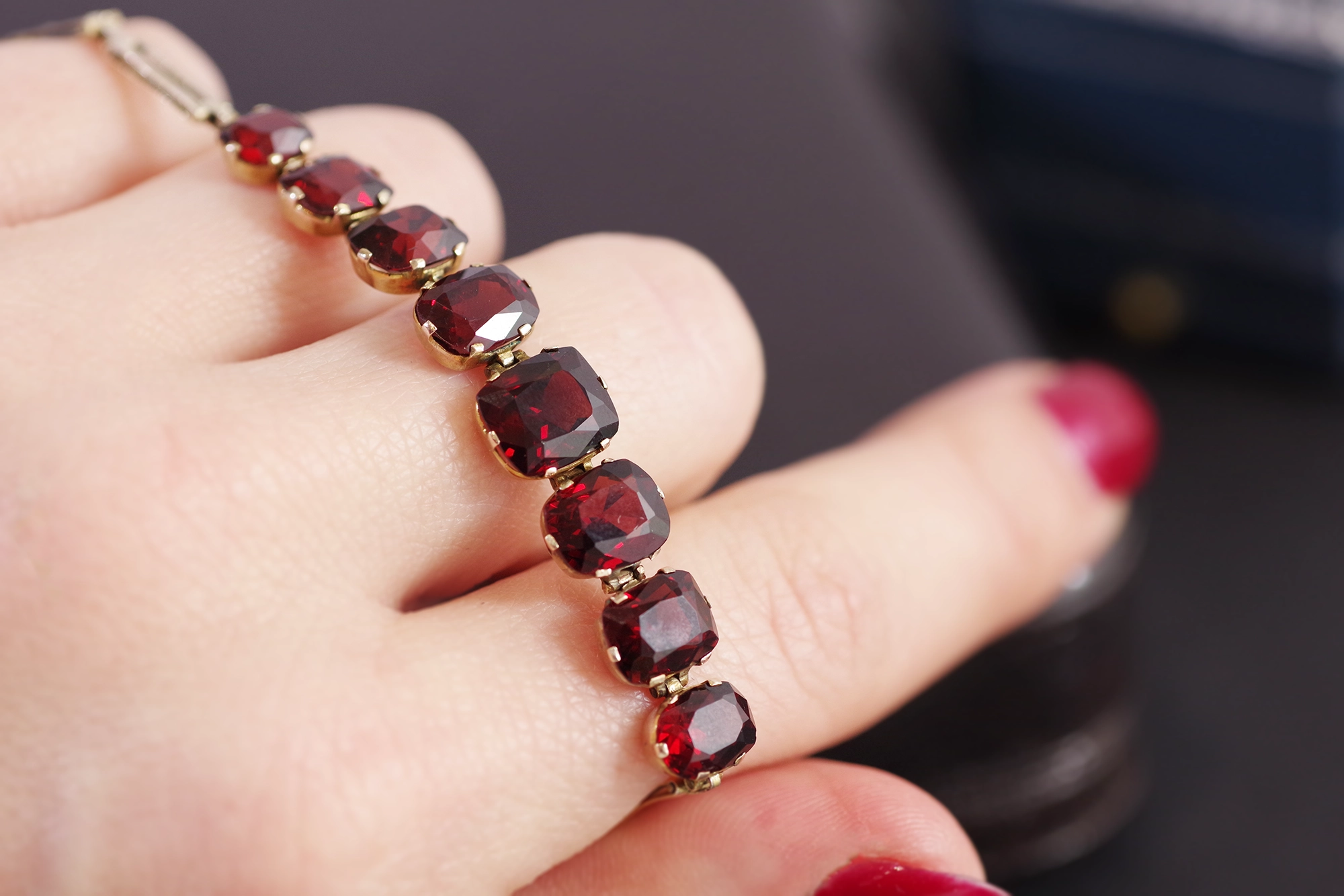 Faceted Garnet Bracelet - Tons of Sparkle - Adjustable Size!