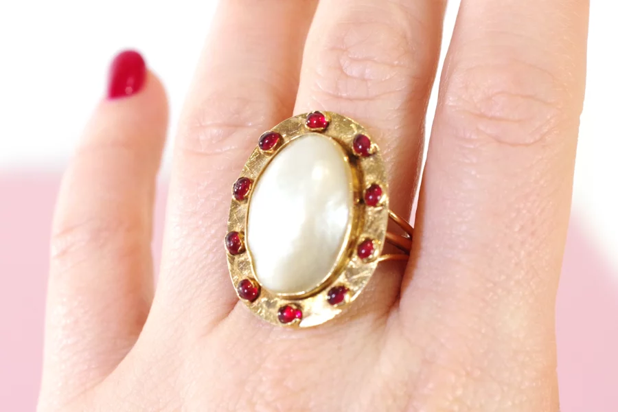 vintage cluster mabe pearl ring