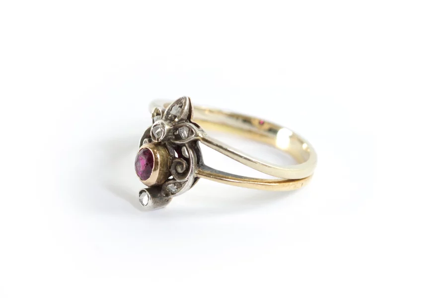 silver gold ruby ring