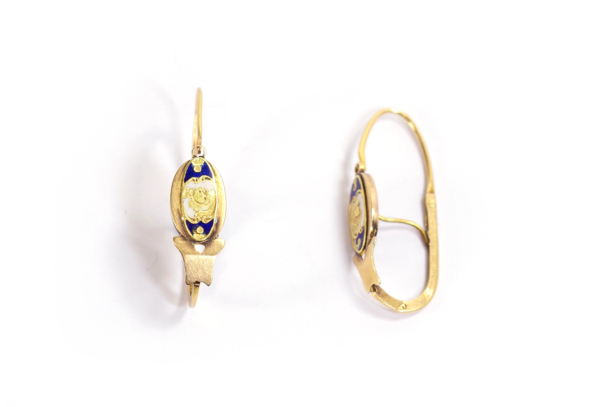 Antique french enamel poissardes earrings