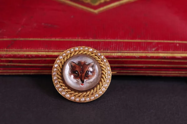 antique essex crystal gold brooch