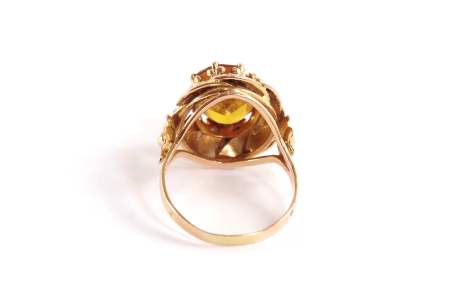 Yellow stone citrine ring