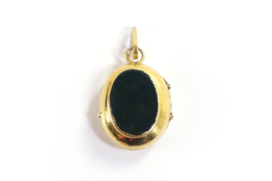 bloodstone locket pendant in gold