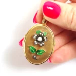 Antique flower locket pendant