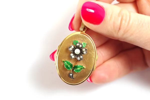 Antique flower locket pendant