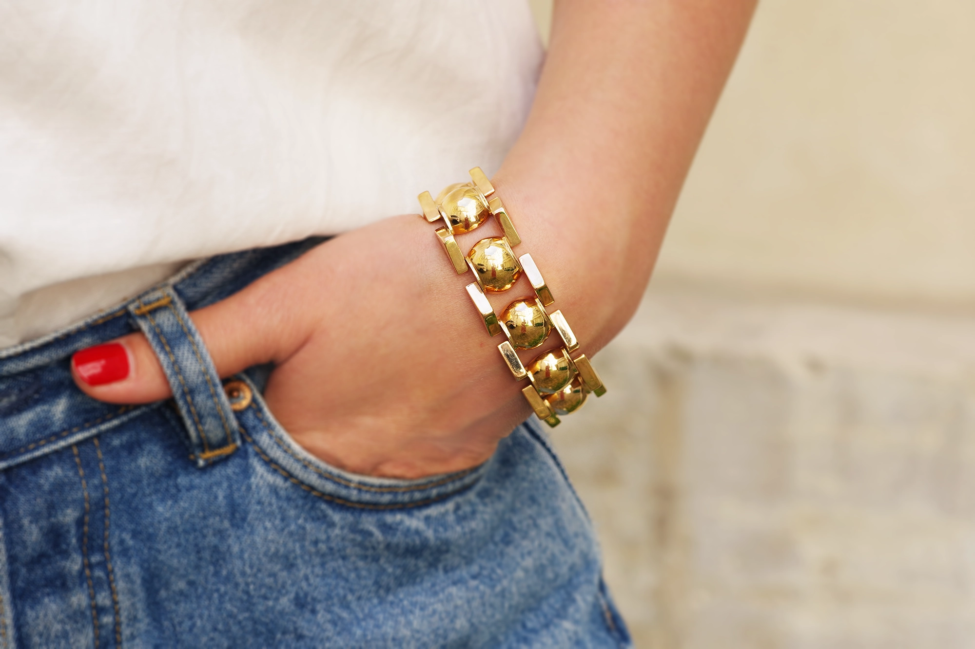 Big Paperclip Bracelet - 14k Solid Gold - Oak & Luna