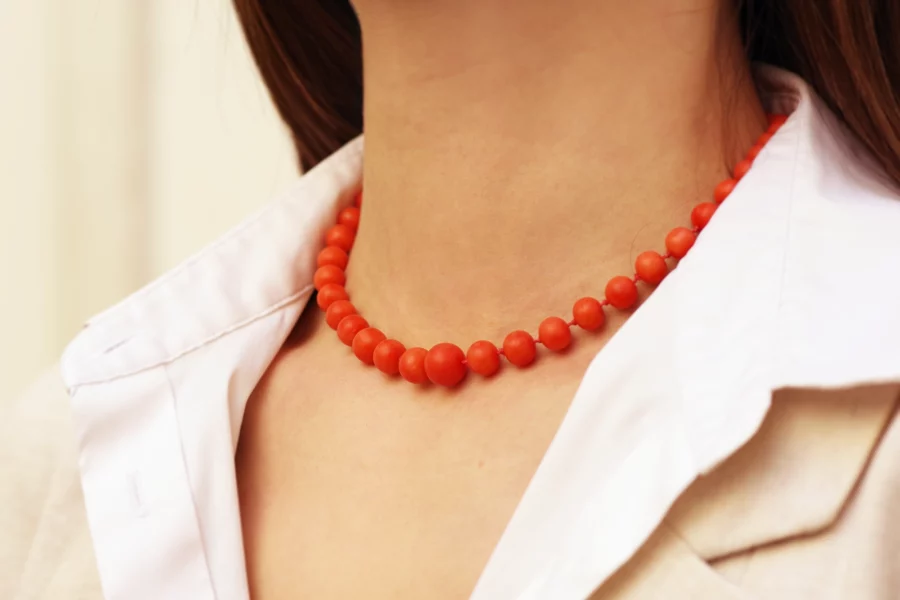 edwardian coral pearl necklace