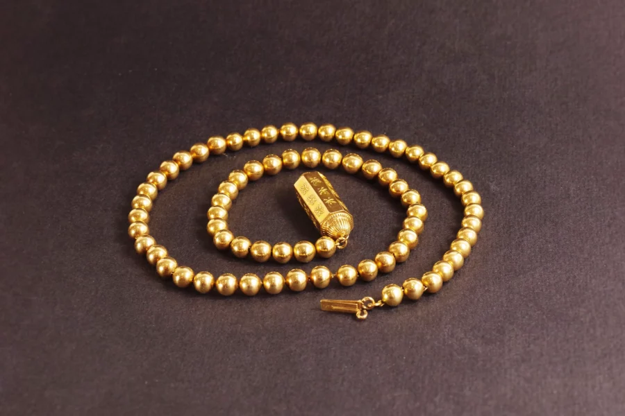 antique gold balls necklace with barrel clasp